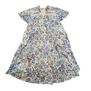 Anthropologie Blue and White Floral Mini Dress
